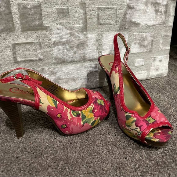 Vintage candies platform floral sandals stiletto 7 - Picture 1 of 4